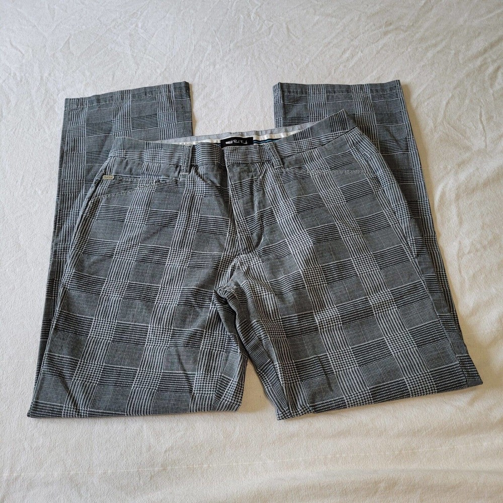 Paul Frank Pants Mens 30X30 Blue Gray Plaid Cotton Canvas Chino Flat Front Y2K